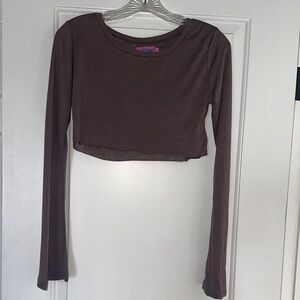Edikted Brown Long Sleeve Crop Top